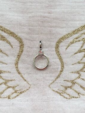 Silver Circle Charm Holder Pendant with Clear Crystal - Swarovski